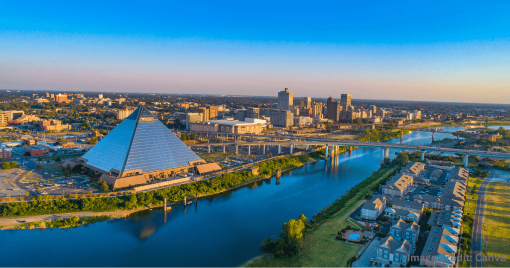 미국 가성비 여행지 추천 - 멤피스 시내와 미시시피 강 전경 (Memphis City and Mississippi River View)