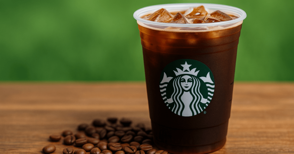 스타벅스 아이스 콜드브루 컵과 커피 원두 (Starbucks Iced Cold Brew Cup with Coffee Beans)
